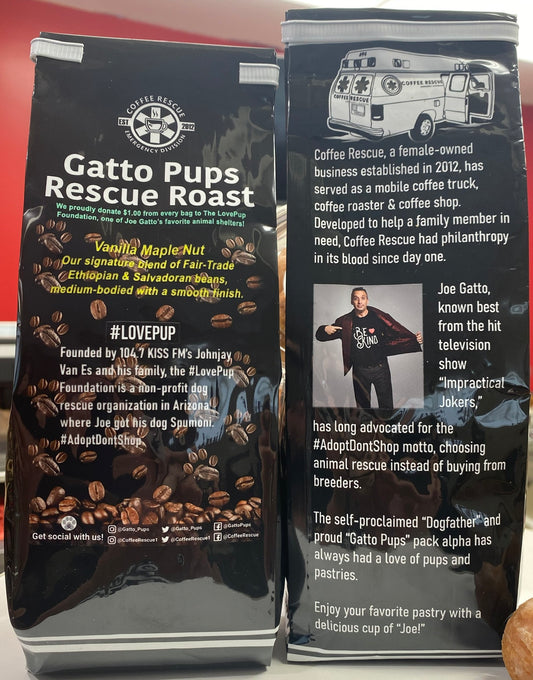 “Gatto Pups Rescue Roast” Vanilla Maple Nut Bagged Coffee