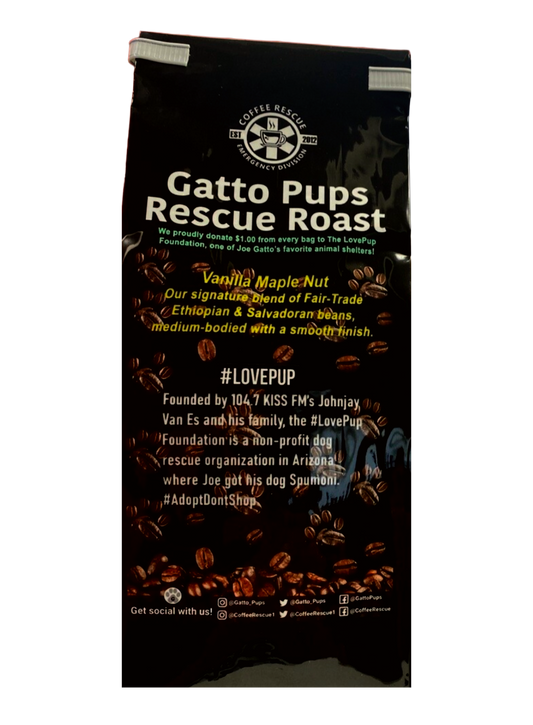 “Gatto Pups Rescue Roast” Vanilla Maple Nut Bagged Coffee